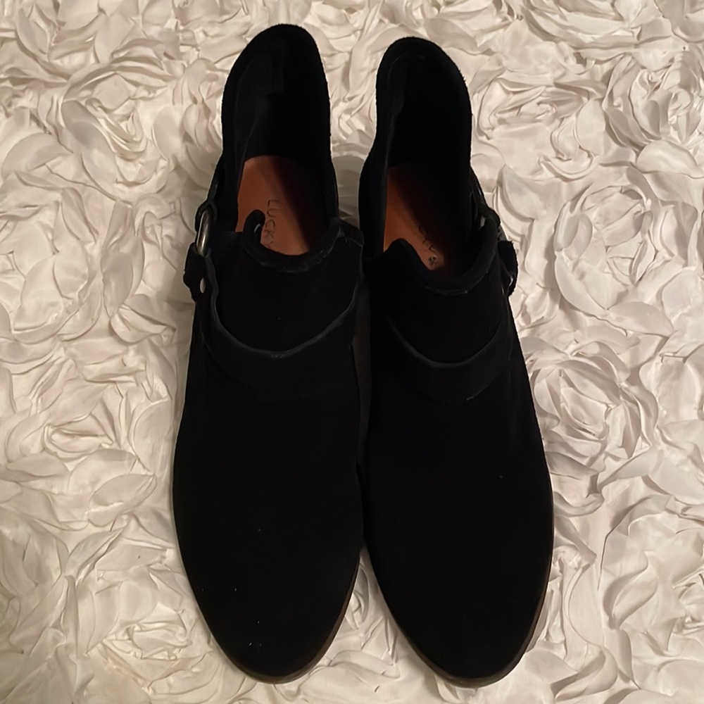 Lucky Brand, harness, booties black, leather